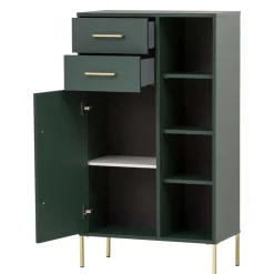 Hot Wohnen Badezimmer Highboard in Dunkelgrün & Gold - Aqua