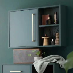 New Wohnen Badezimmer Hängeschrank in Dunkelgrün & Gold - Aqua
