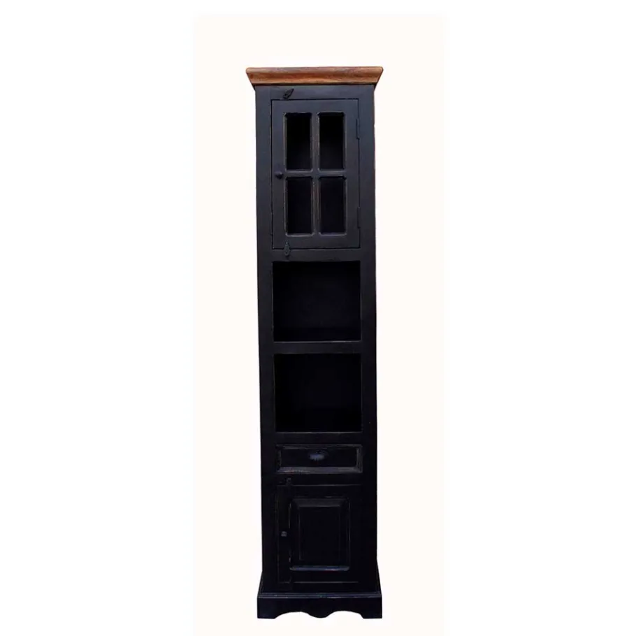 New Wohnen Badezimmer Hochschrank Sentiments in Schwarz Mangobaum