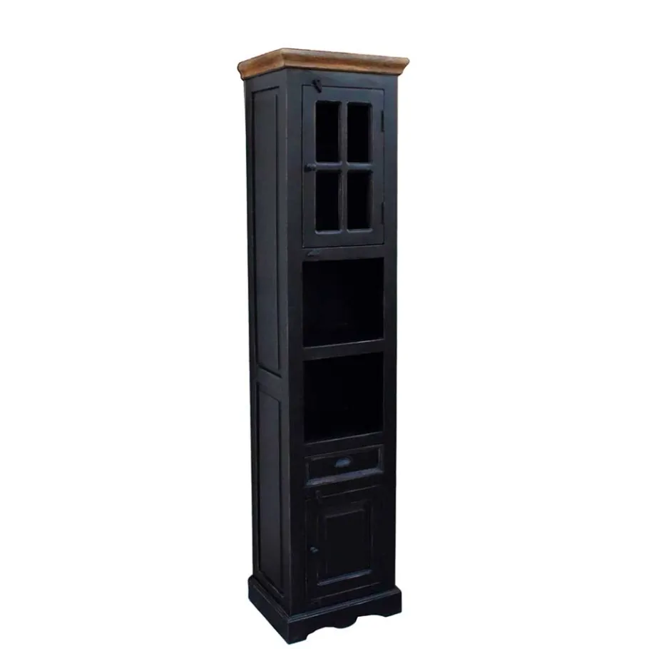 New Wohnen Badezimmer Hochschrank Sentiments in Schwarz Mangobaum