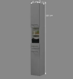 Clearance Wohnen Badezimmer Hochschrank Veverino in Hochglanz Weiß