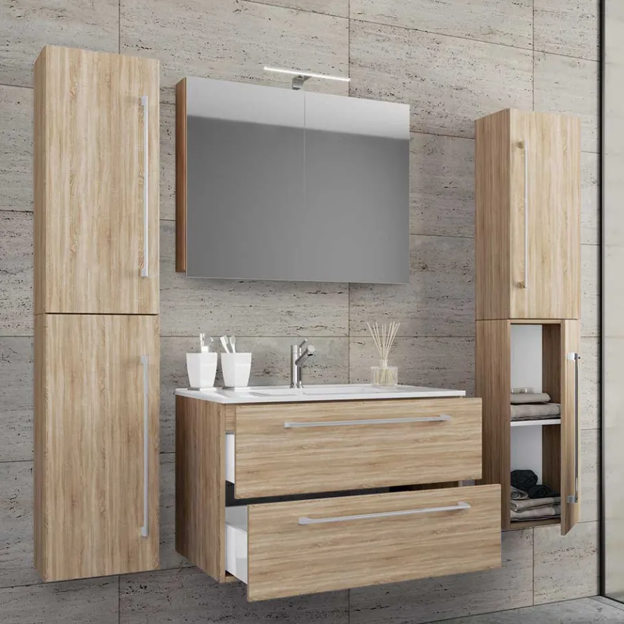 Clearance Wohnen Badezimmer in Holznachbildung Sonoma-Eiche - Caleena (vierteilig)