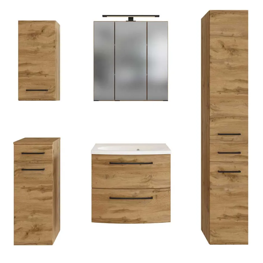 Outlet Wohnen Badezimmer Möbel Einrichtung Set - Arazony (fünfteilig)