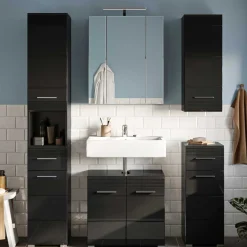 New Wohnen Badezimmer Möbelblock in Schwarz - Culina (fünfteilig)