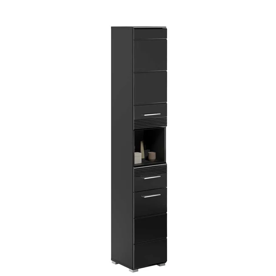 New Wohnen Badezimmer Möbelblock in Schwarz - Culina (fünfteilig)