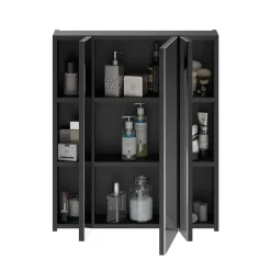 New Wohnen Badezimmer Möbelblock in Schwarz - Culina (fünfteilig)