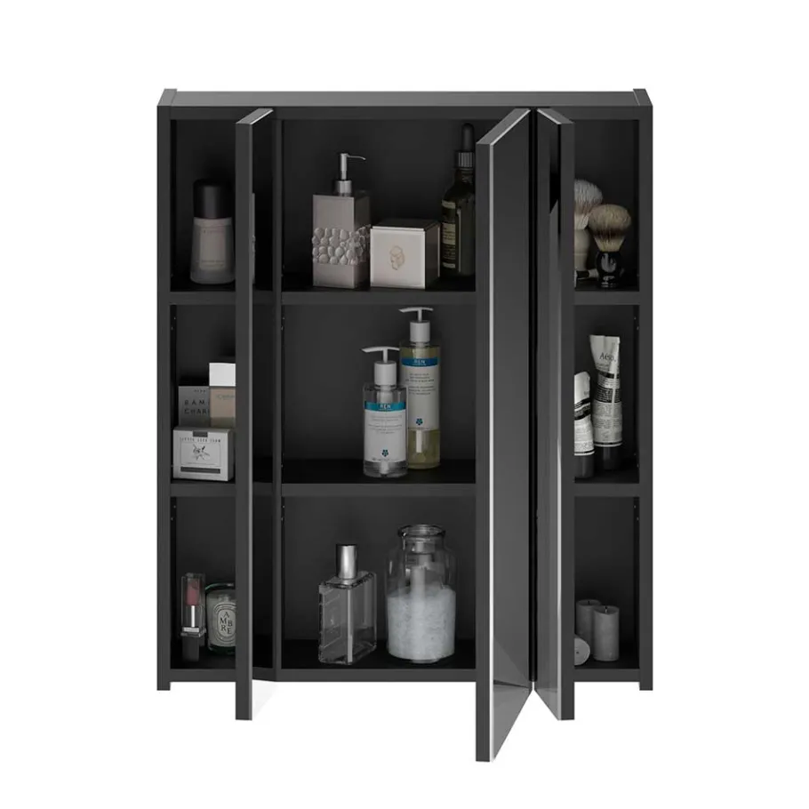 New Wohnen Badezimmer Möbelblock in Schwarz - Culina (fünfteilig)