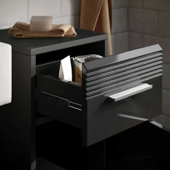 New Wohnen Badezimmer Möbelblock in Schwarz - Culina (fünfteilig)