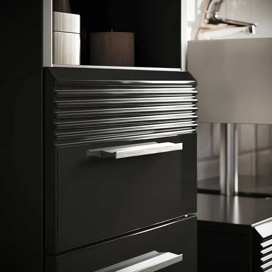 New Wohnen Badezimmer Möbelblock in Schwarz - Culina (fünfteilig)