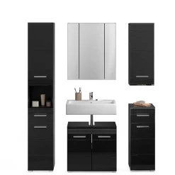 New Wohnen Badezimmer Möbelblock in Schwarz - Culina (fünfteilig)