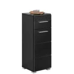 New Wohnen Badezimmer Möbelblock in Schwarz - Culina (fünfteilig)