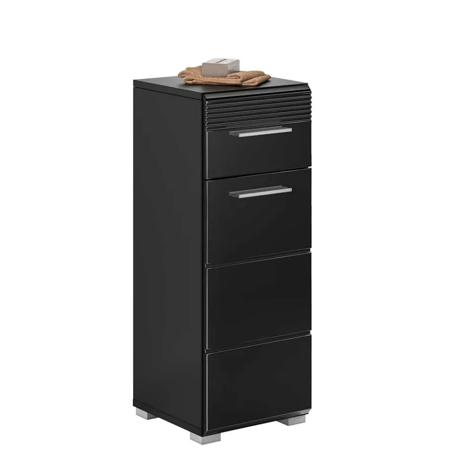 New Wohnen Badezimmer Möbelblock in Schwarz - Culina (fünfteilig)