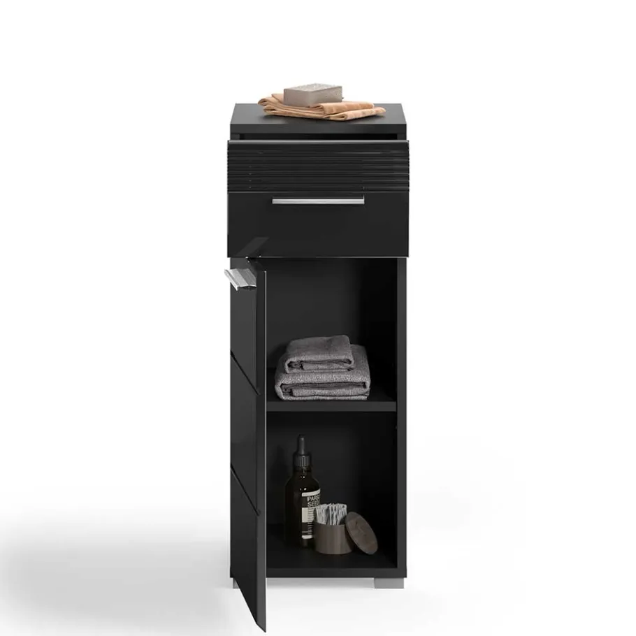 New Wohnen Badezimmer Möbelblock in Schwarz - Culina (fünfteilig)