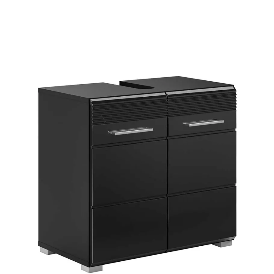 New Wohnen Badezimmer Möbelblock in Schwarz - Culina (fünfteilig)