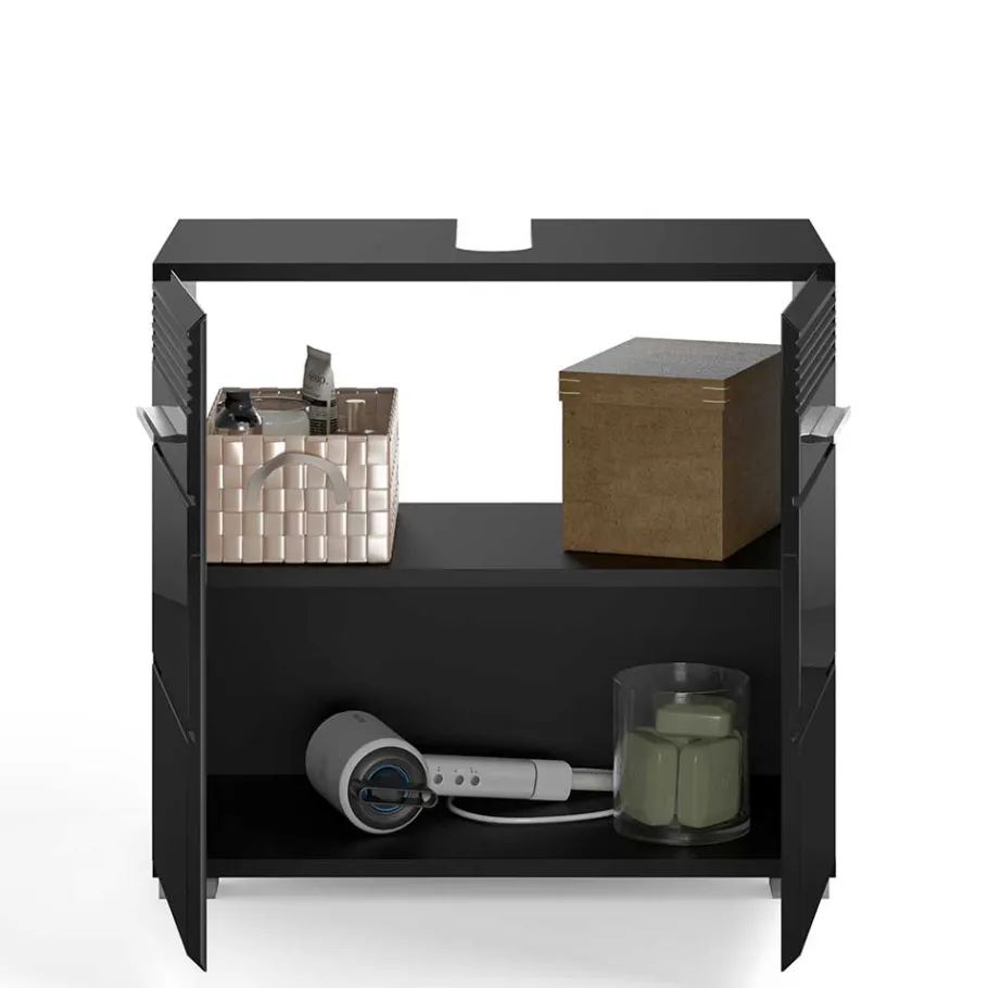 New Wohnen Badezimmer Möbelblock in Schwarz - Culina (fünfteilig)