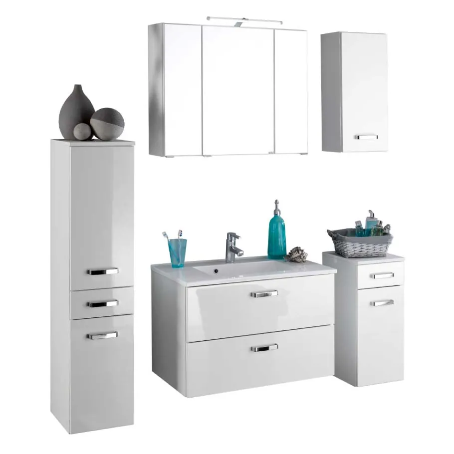 Best Wohnen Badezimmer Set Sagunis in Weiß Hochglanz (fünfteilig)