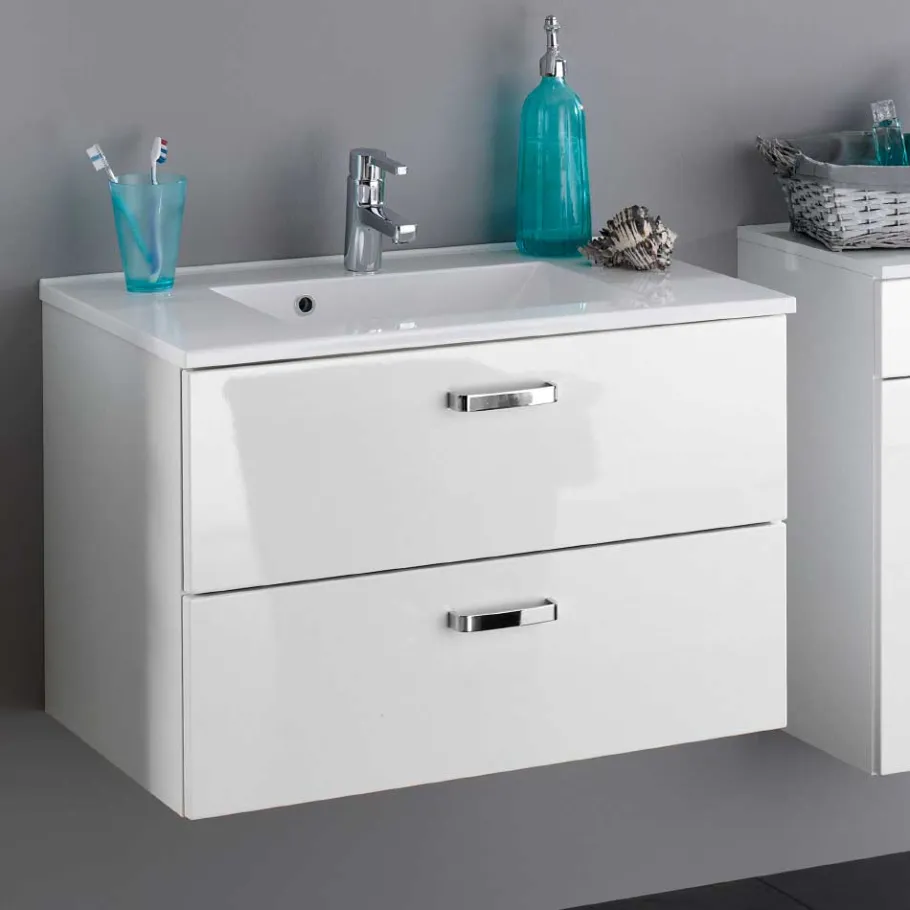 Best Wohnen Badezimmer Set Sagunis in Weiß Hochglanz (fünfteilig)