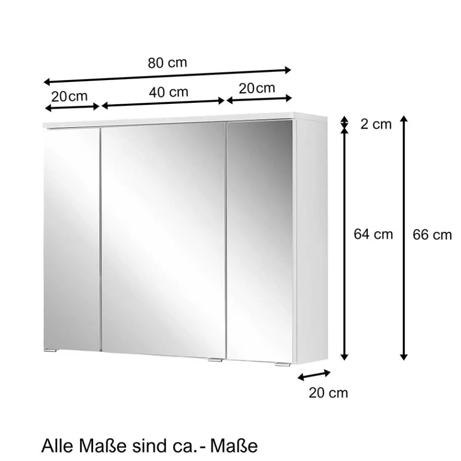 Discount Wohnen Badezimmer Spiegelschrank in 60cm oder 80cm Breite - Vohdan