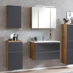 Online Wohnen Badezimmer Unterschrank in mattem Grau & Wildeiche - Jambi