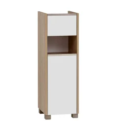 Discount Wohnen Badezimmer Unterschrank in Weiß und Eiche Hell - Ronya