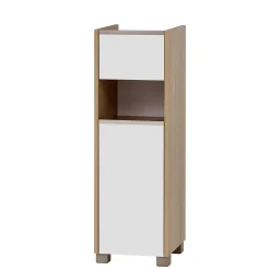 Discount Wohnen Badezimmer Unterschrank in Weiß und Eiche Hell - Ronya