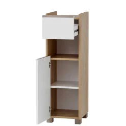 Discount Wohnen Badezimmer Unterschrank in Weiß und Eiche Hell - Ronya