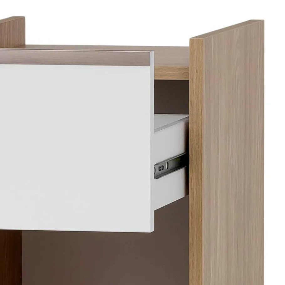 Discount Wohnen Badezimmer Unterschrank in Weiß und Eiche Hell - Ronya