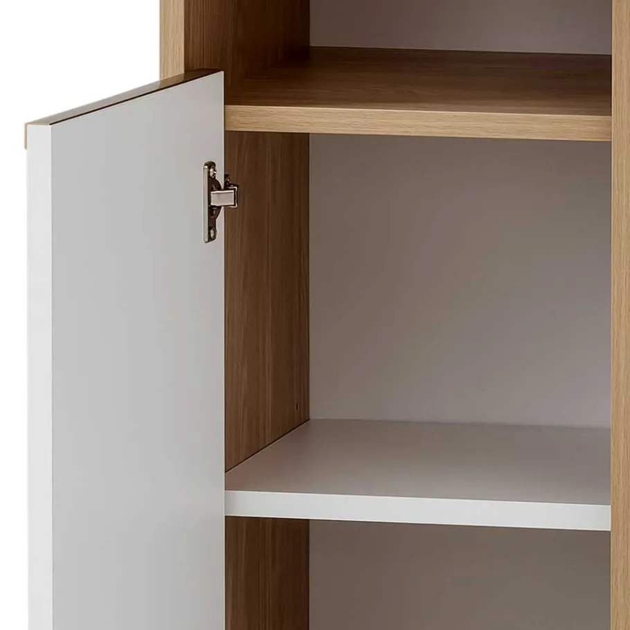 Discount Wohnen Badezimmer Unterschrank in Weiß und Eiche Hell - Ronya