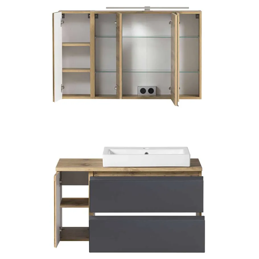 Outlet Wohnen Badezimmer Waschplatz 105 cm breit - Jambi I (zweiteilig)