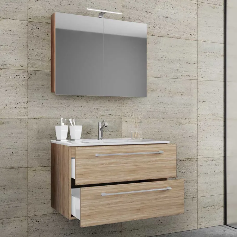 Outlet Wohnen Badezimmer Waschplatz Set mit LED - Caleena (zweiteilig)