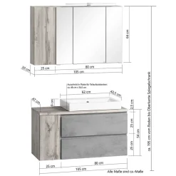 Sale Wohnen Badezimmermöbel Block Set - Jambi (vierteilig)