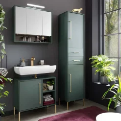Hot Wohnen Badezimmermöbel in Dunkelgrün & Gold - Aqua (dreiteilig)