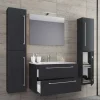 Outlet Wohnen Badezimmermöbel in Schwarz - Gloriella (vierteilig)