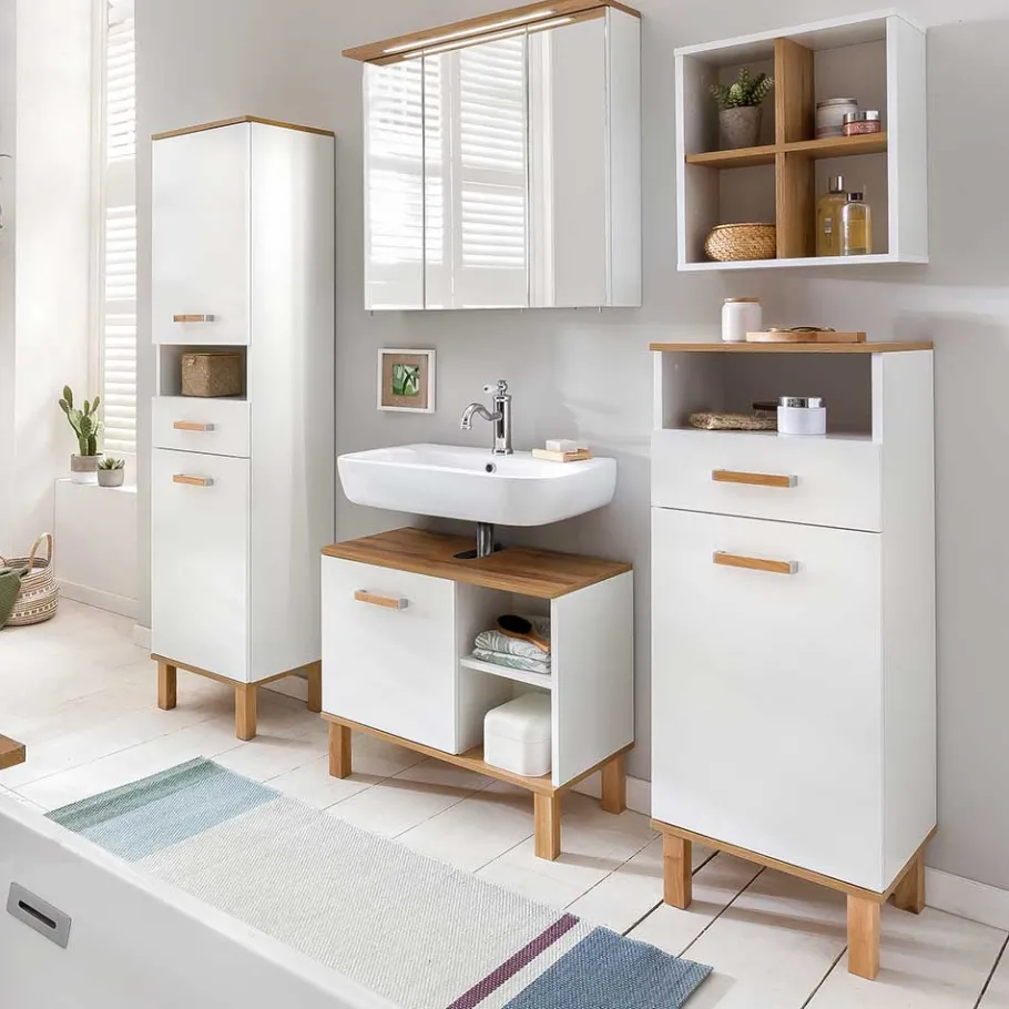 Discount Wohnen Badmöbel Block im Skandi Design - Utiona (fünfteilig)
