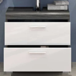 Discount Wohnen Badmöbel Hochschrank & Beckenschrank & Spiegel - Nancys (dreiteilig)