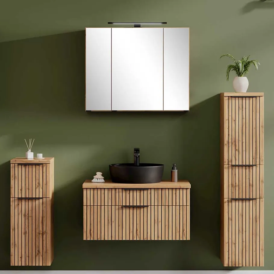 Clearance Wohnen Badmöbel Set im Modernen Stil - Crystoga (vierteilig)