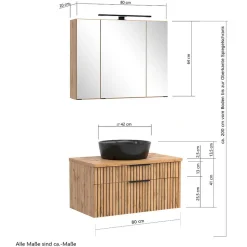 Clearance Wohnen Badmöbel Set im Modernen Stil - Crystoga (vierteilig)