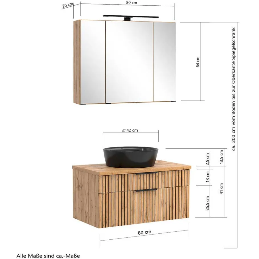 Clearance Wohnen Badmöbel Set im Modernen Stil - Crystoga (vierteilig)
