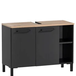 Outlet Wohnen Badmöbel Set in Schwarz - Riguna (dreiteilig)