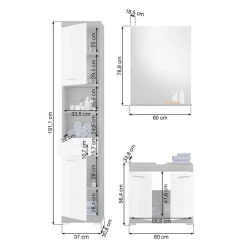 Sale Wohnen Badmöbel Set mit Waschmaschinenschrank - Nancys (vierteilig)