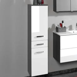 Outlet Wohnen Badmöbel Set Tiamos in Weiß Hochglanz (fünfteilig)