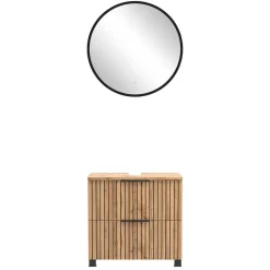 Discount Wohnen Badmöbel Waschtisch Kombi mit LED Spiegel - Crystoga (zweiteilig)