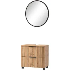 Discount Wohnen Badmöbel Waschtisch Kombi mit LED Spiegel - Crystoga (zweiteilig)