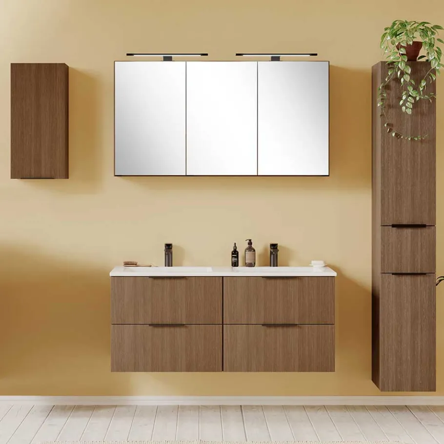 New Wohnen Badmöbel-Set mit zwei Becken modern - Ucaida (vierteilig)
