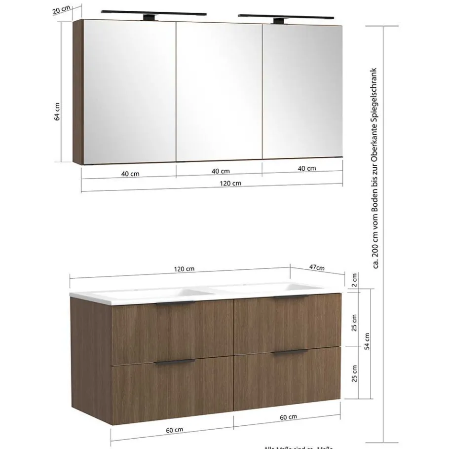 New Wohnen Badmöbel-Set mit zwei Becken modern - Ucaida (vierteilig)