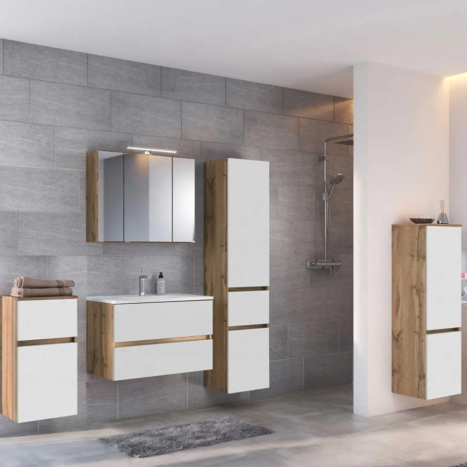 Outlet Wohnen Badschrank Set komplett - Maklesa (fünfteilig)