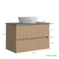 Wohnen Bad-Waschplatz mit Midischrank Set - Leitha (dreiteilig)