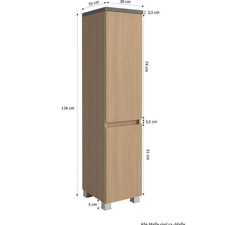 Wohnen Bad-Waschplatz mit Midischrank Set - Leitha (dreiteilig)