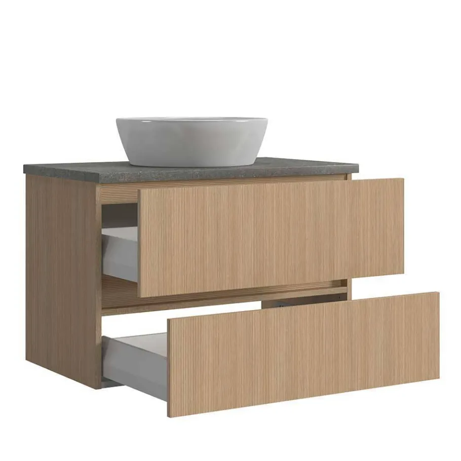 Wohnen Bad-Waschplatz mit Midischrank Set - Leitha (dreiteilig)