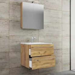 Outlet Wohnen Bad-Waschtisch & Spiegelschrank modern - Karin (zweiteilig)